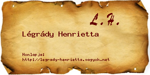 Légrády Henrietta névjegykártya
